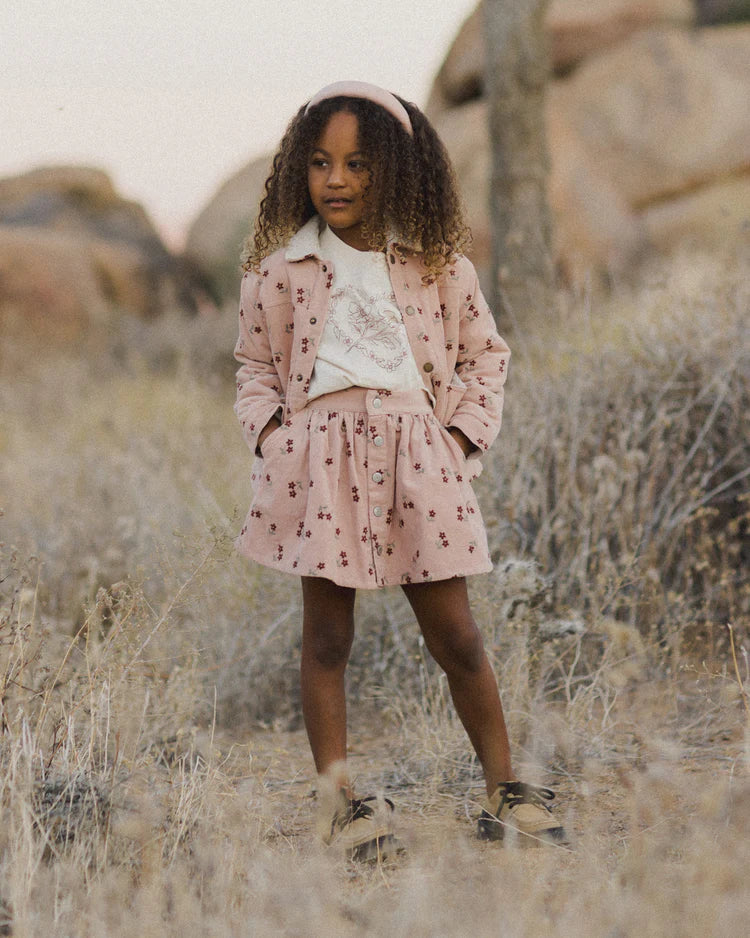 Button Front Mini Skirt in Blossom Embroidery - Doodlebug's Children's Boutique