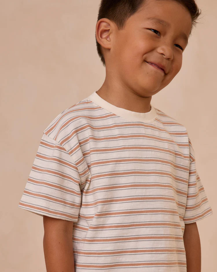 Relaxed Tee in Grapefruit Stripe - Doodlebug's Children's Boutique