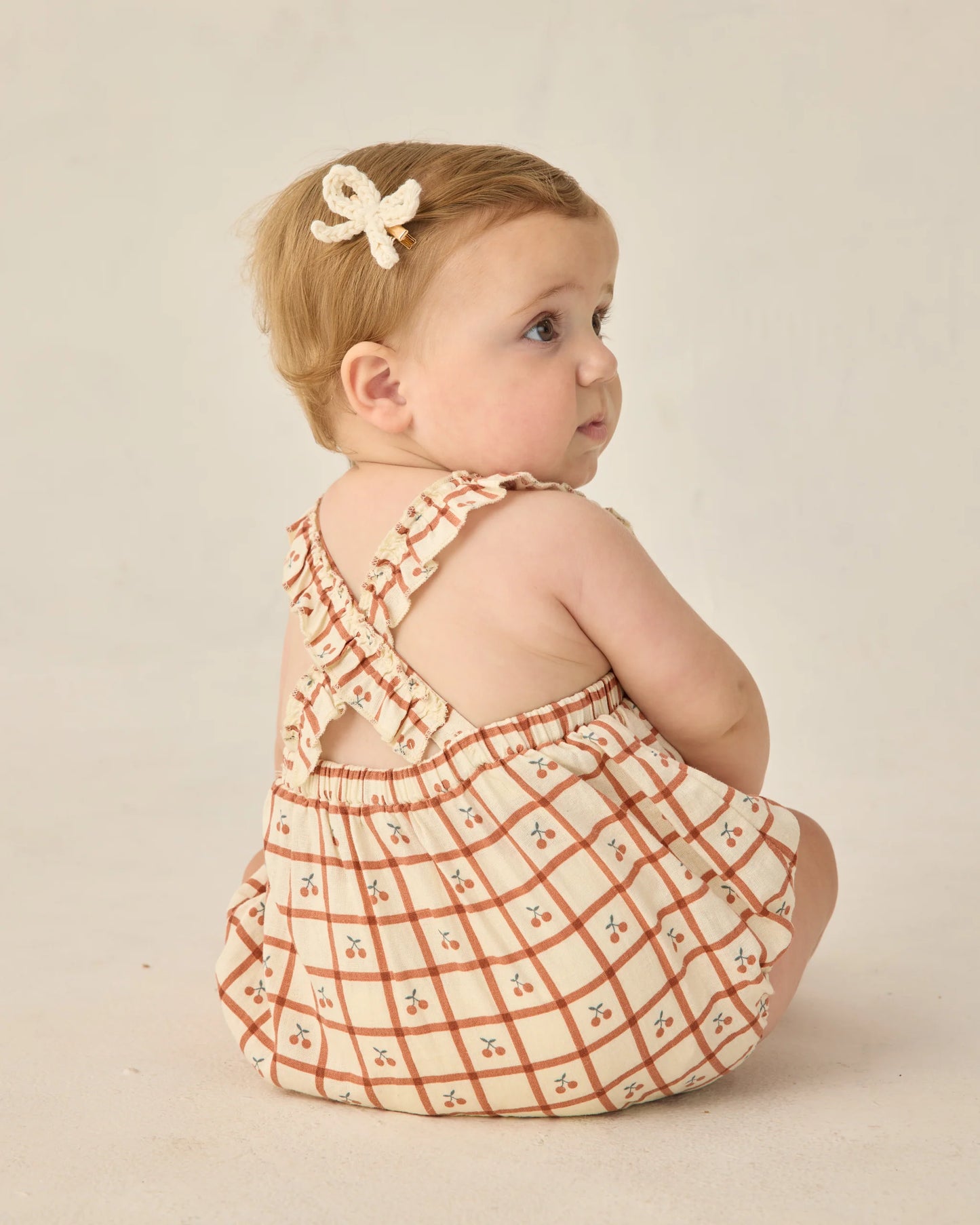 Chiara Romper in Cherry Check - Doodlebug's Children's Boutique