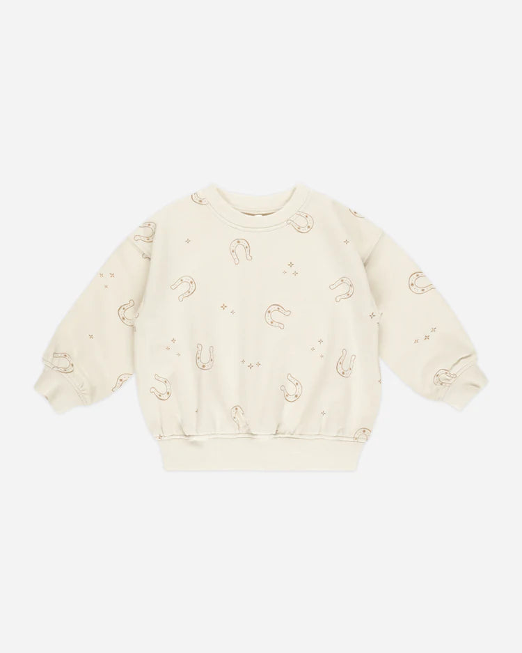 Relaxed Sweatshirt in Horseshoes - Doodlebug's Children's Boutique