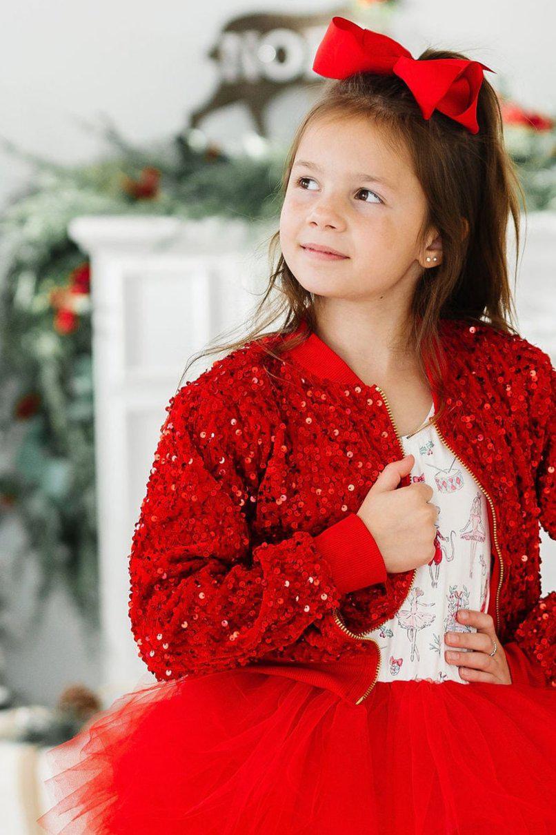 Red Velvet Sequin Jacket - Doodlebug's Children's Boutique