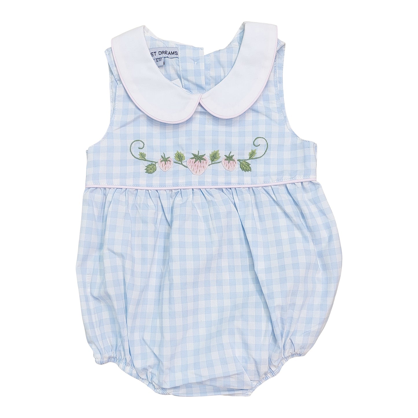 Pink Strawberry Embroidered Bubble - Doodlebug's Children's Boutique