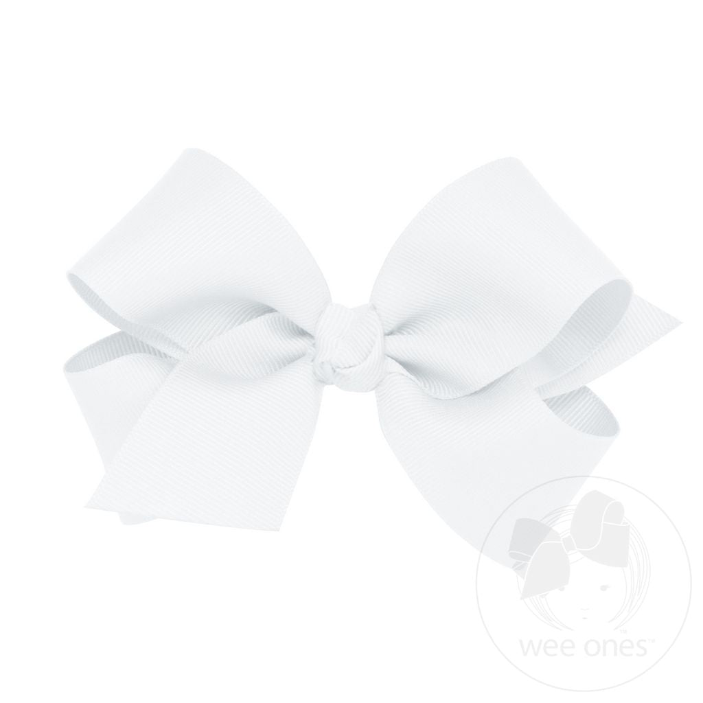Medium Classic Grosgrain Bow in White - Doodlebug's Children's Boutique