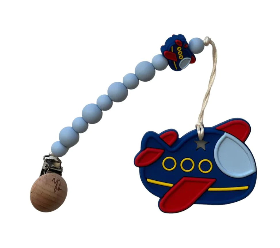 Navy Airplane Teether & Clip - Doodlebug's Children's Boutique