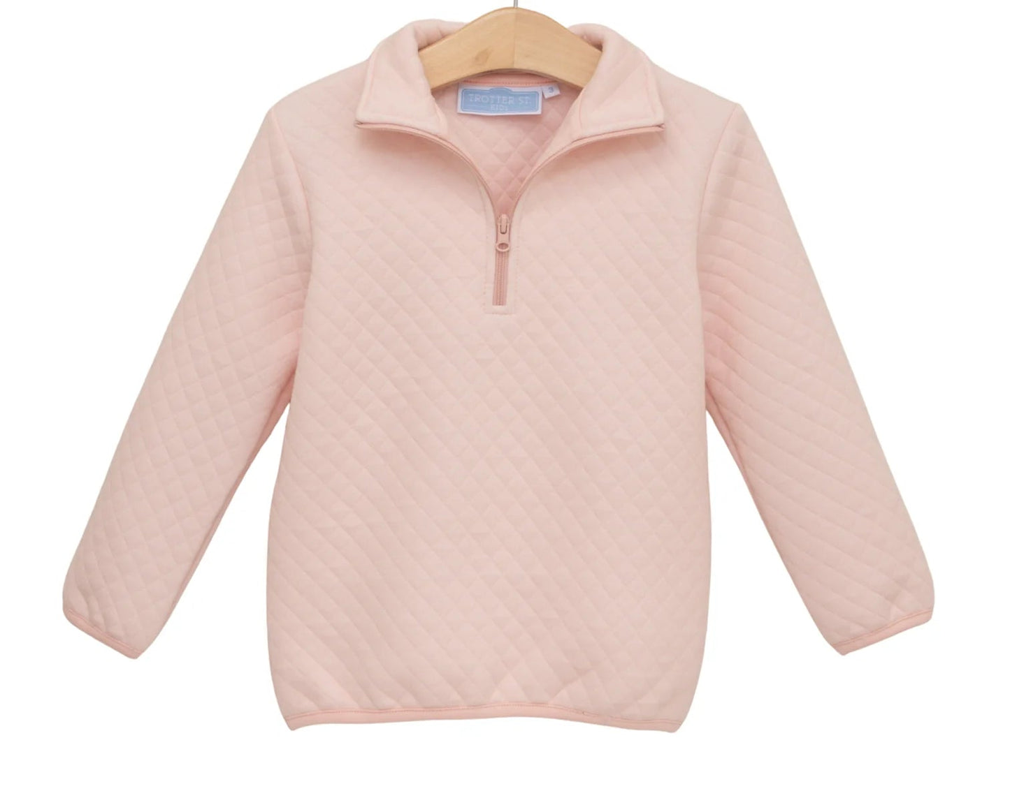 Light Pink 1/4 Zip Quilted Pullover