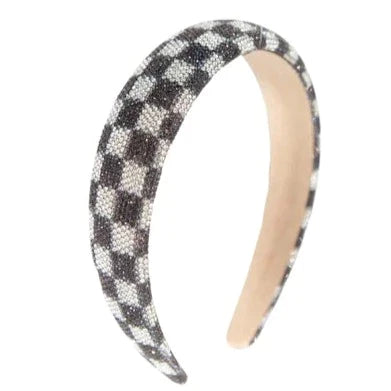 Black and White Check Crystallized Headband - Doodlebug's Children's Boutique