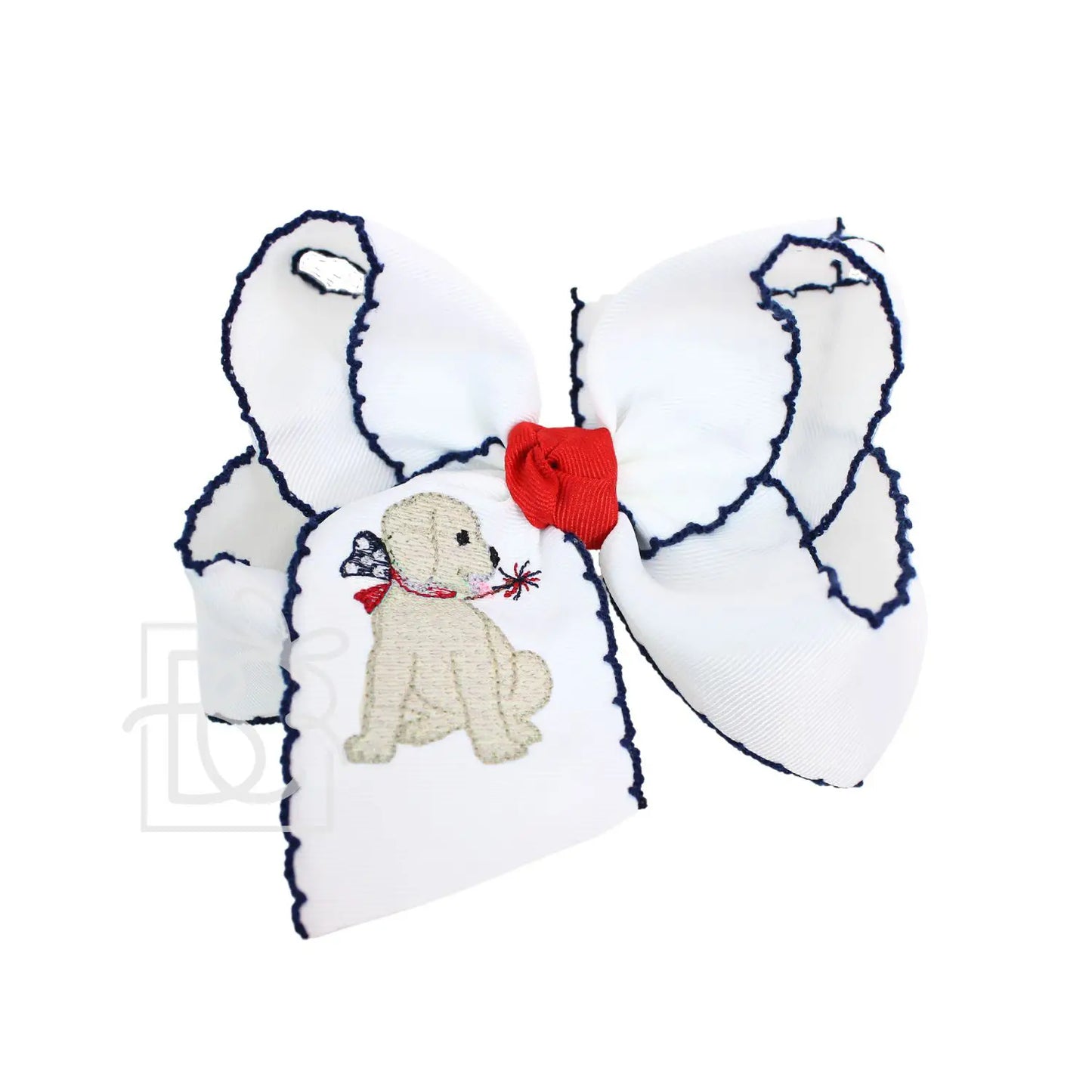 XL Crochet Edge Patriotic Pup Bow - Doodlebug's Children's Boutique