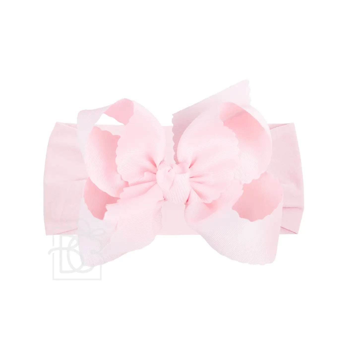 Wide Nylon Headband with Huge Scalloped Bow in Powder Pink - Doodlebug's Children's Boutique