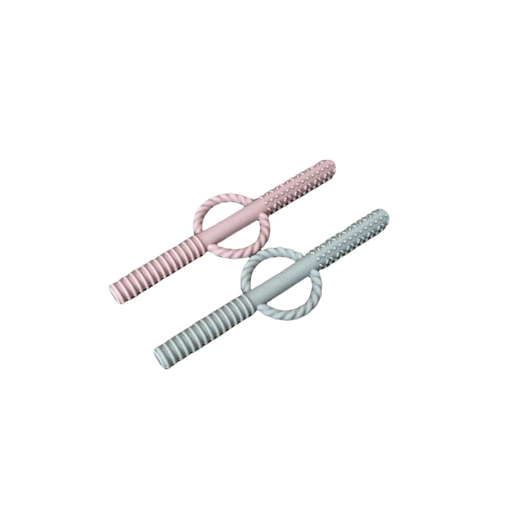 Teething Tube Teething Set in Misty Rose & Taupe - Doodlebug's Children's Boutique