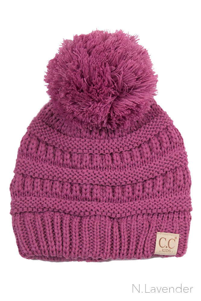 New Lavender Knit Pom Beanie - Doodlebug's Children's Boutique