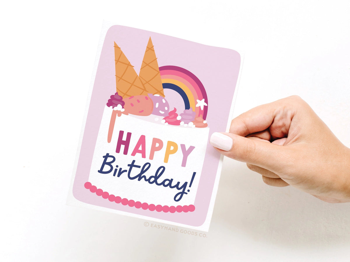 Happy Birthday Ice Cream Cake Greeting Card