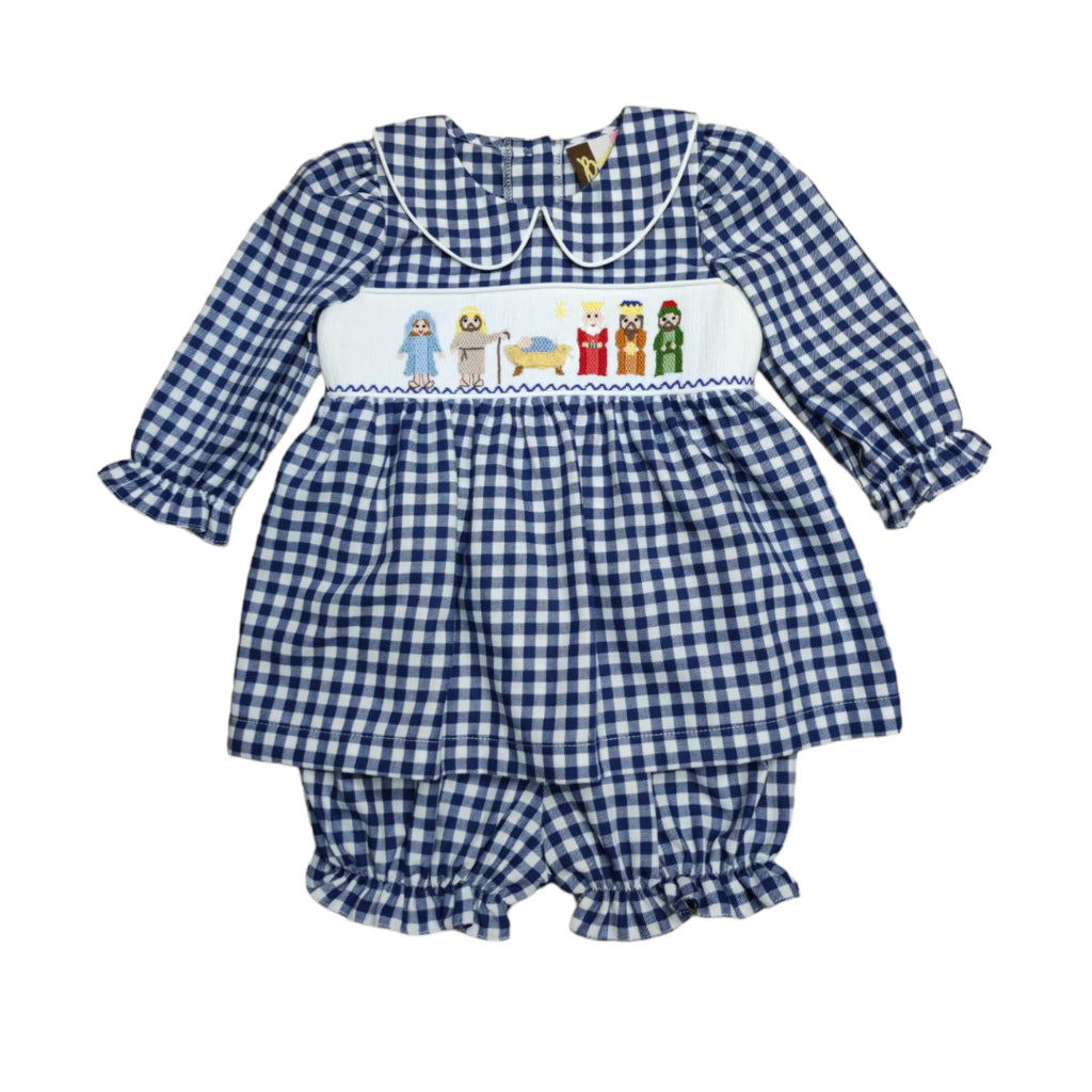 Nativity Smocked Dress and Bloomer Set - Doodlebug's Children's Boutique