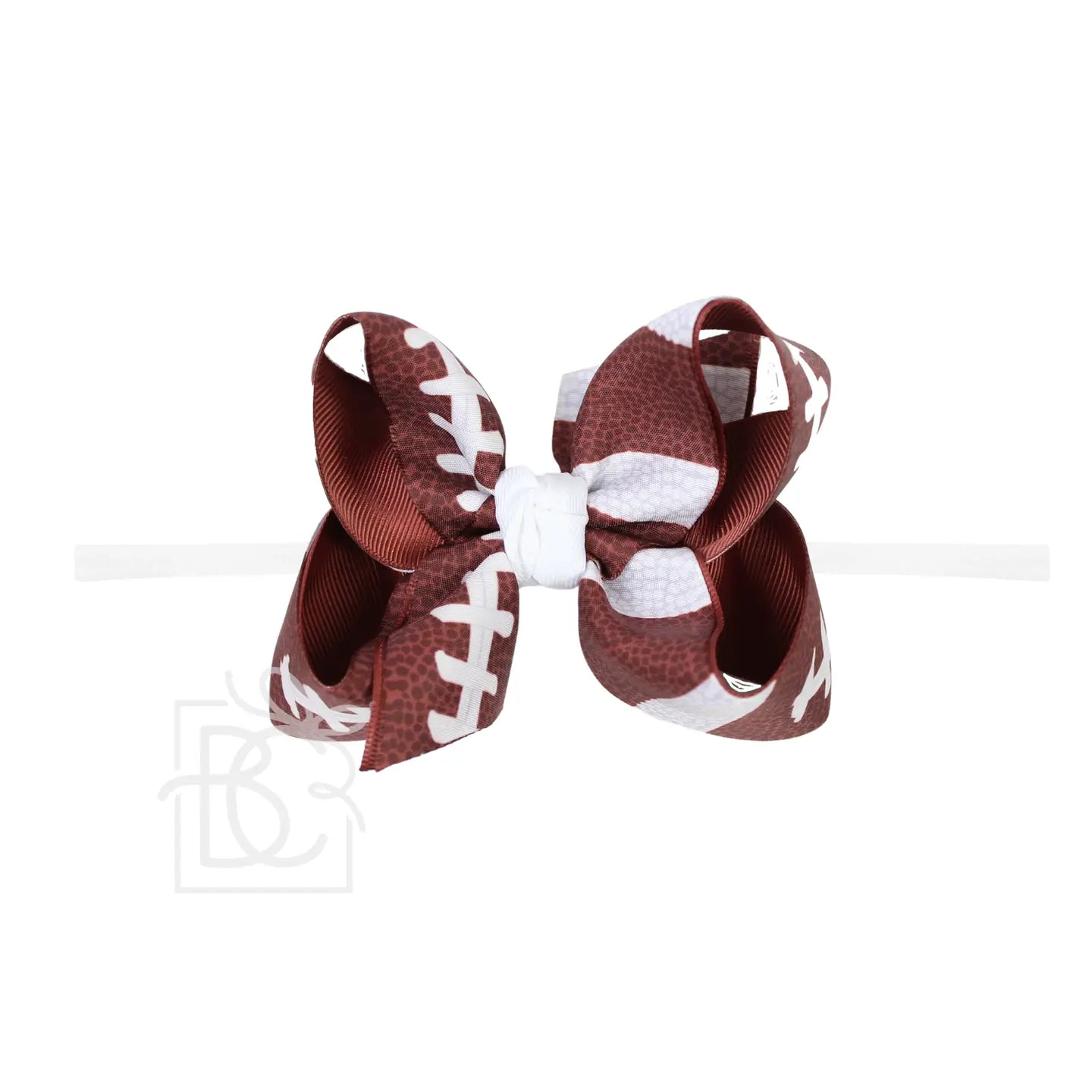 Nylon Headband with Large Bow in Football - Doodlebug's Children's Boutique