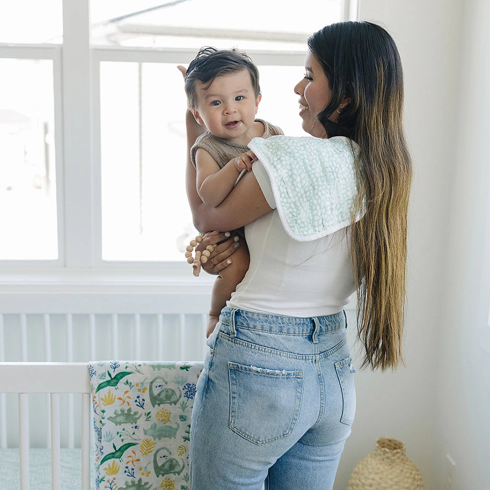 Dino Roar + Upscale Classic Muslin Burp Cloth Set - Doodlebug's Children's Boutique