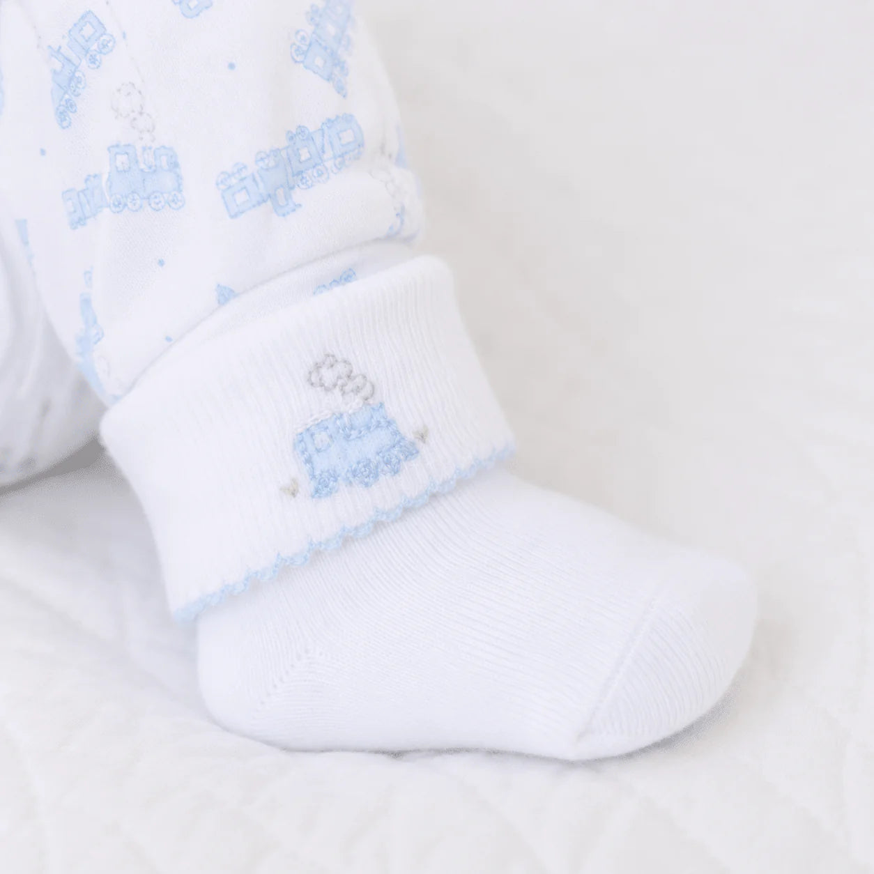 Choo Choo Train Hand Embroidered Socks - Doodlebug's Children's Boutique