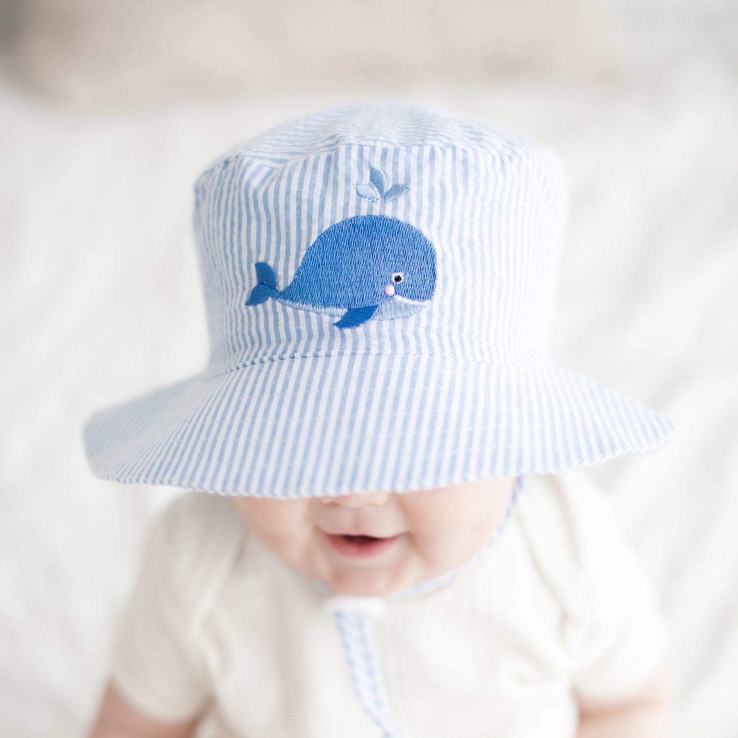 Whale Blue Seersucker Bucket Hat - Doodlebug's Children's Boutique