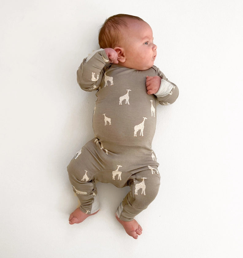 Convertible Pajama in Giraffe Maple - Doodlebug's Children's Boutique