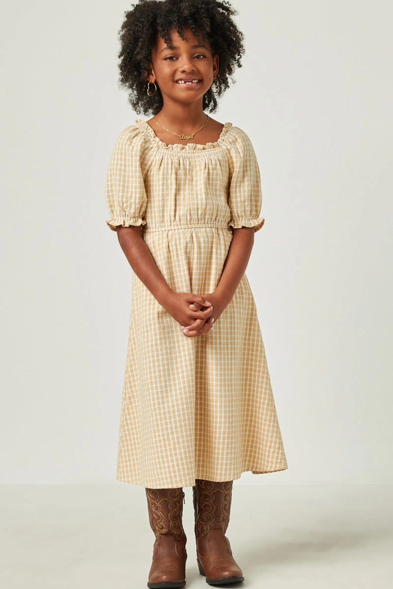 Yellow Gingham Smocked Dress