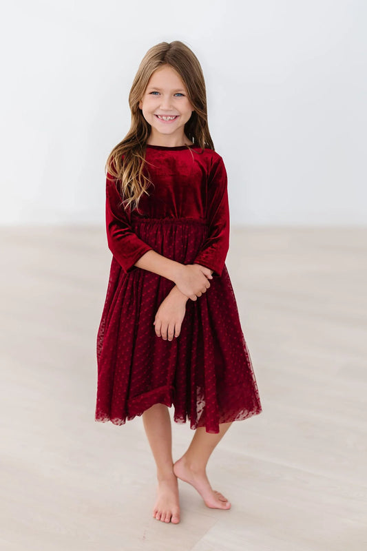 Cranberry Velvet Tutu Dress  - Doodlebug's Children's Boutique