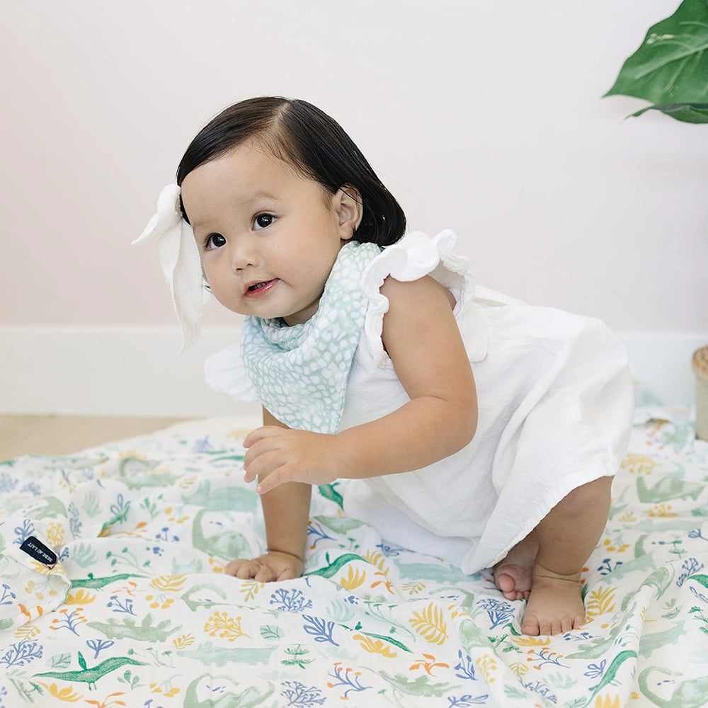 Dino Roar + Upscale Classic Muslin Bandana Bib Set - Doodlebug's Children's Boutique