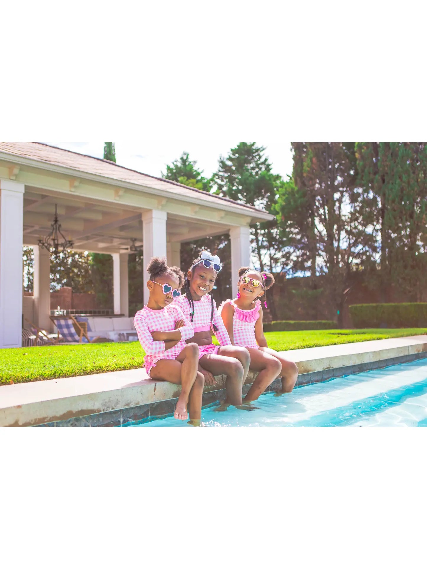 Bow Swimsuit in Pink Gingham - Doodlebug's Children's Boutique