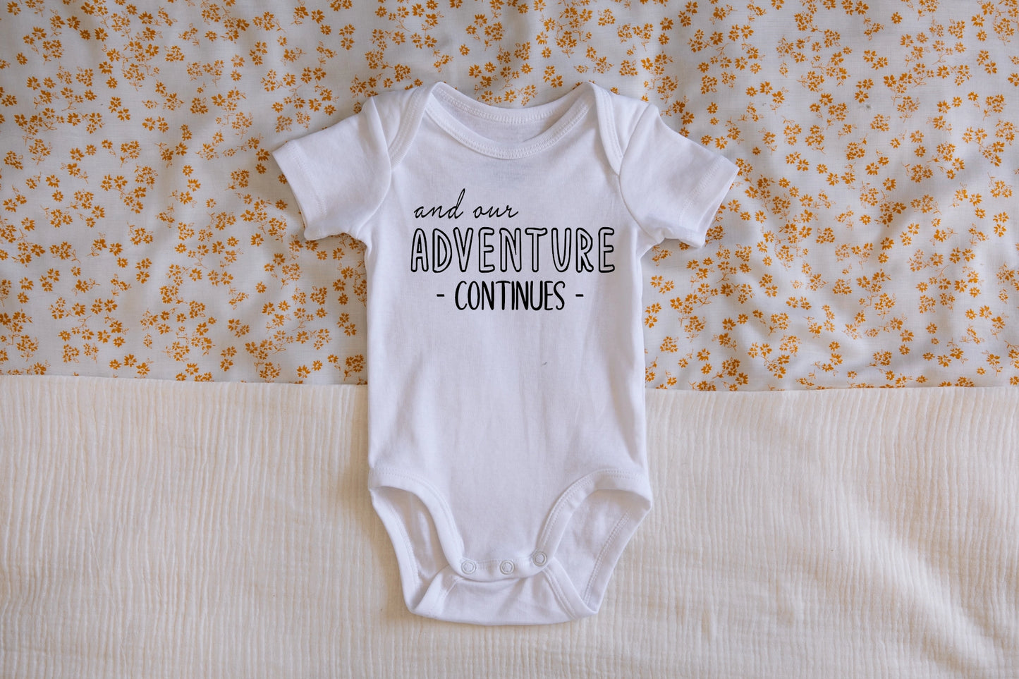 And Our Adventure Continues Pregnancy Announcement Onesie - Doodlebug's Children's Boutique