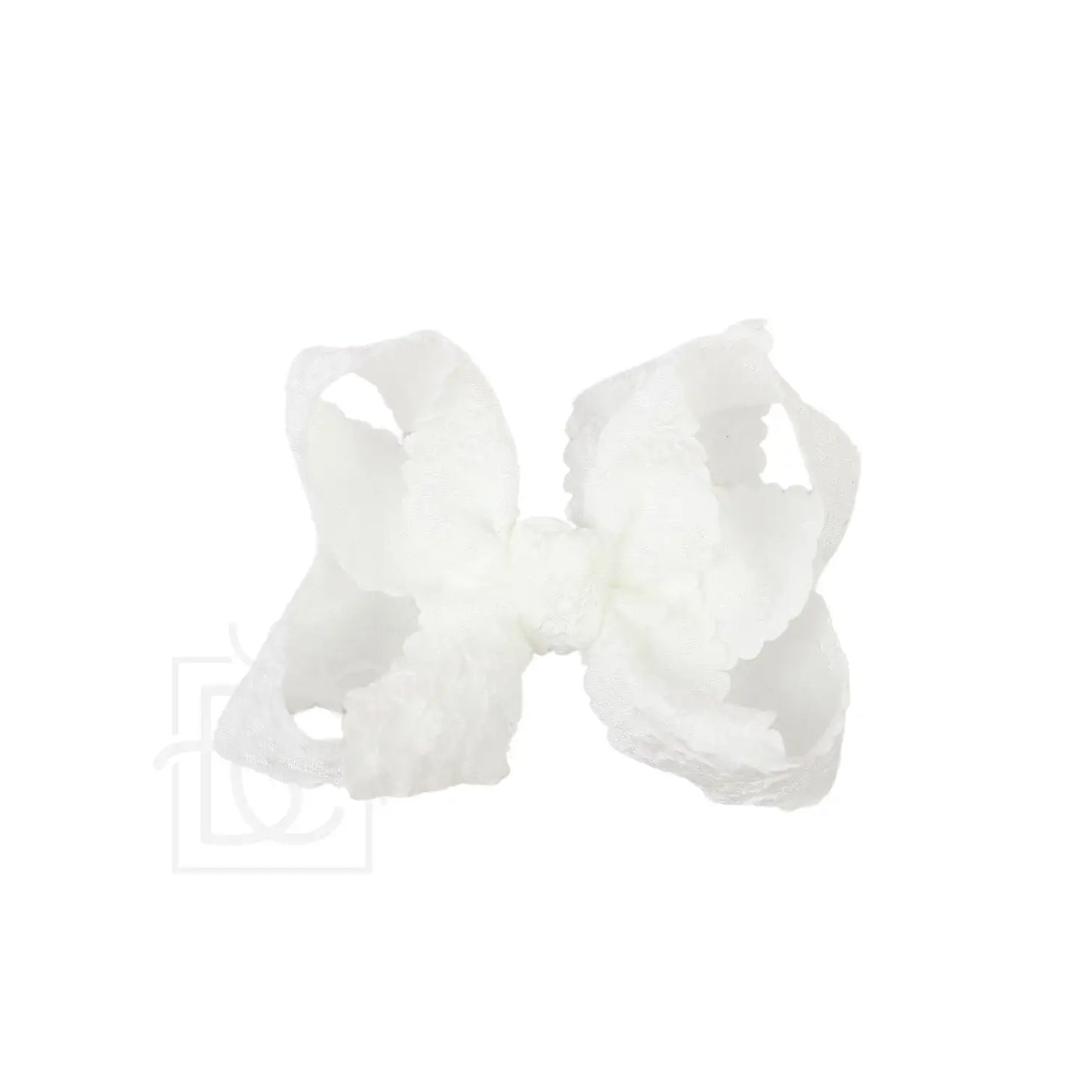 Large Scalloped Lace Bow in White - Doodlebug's Children's Boutique