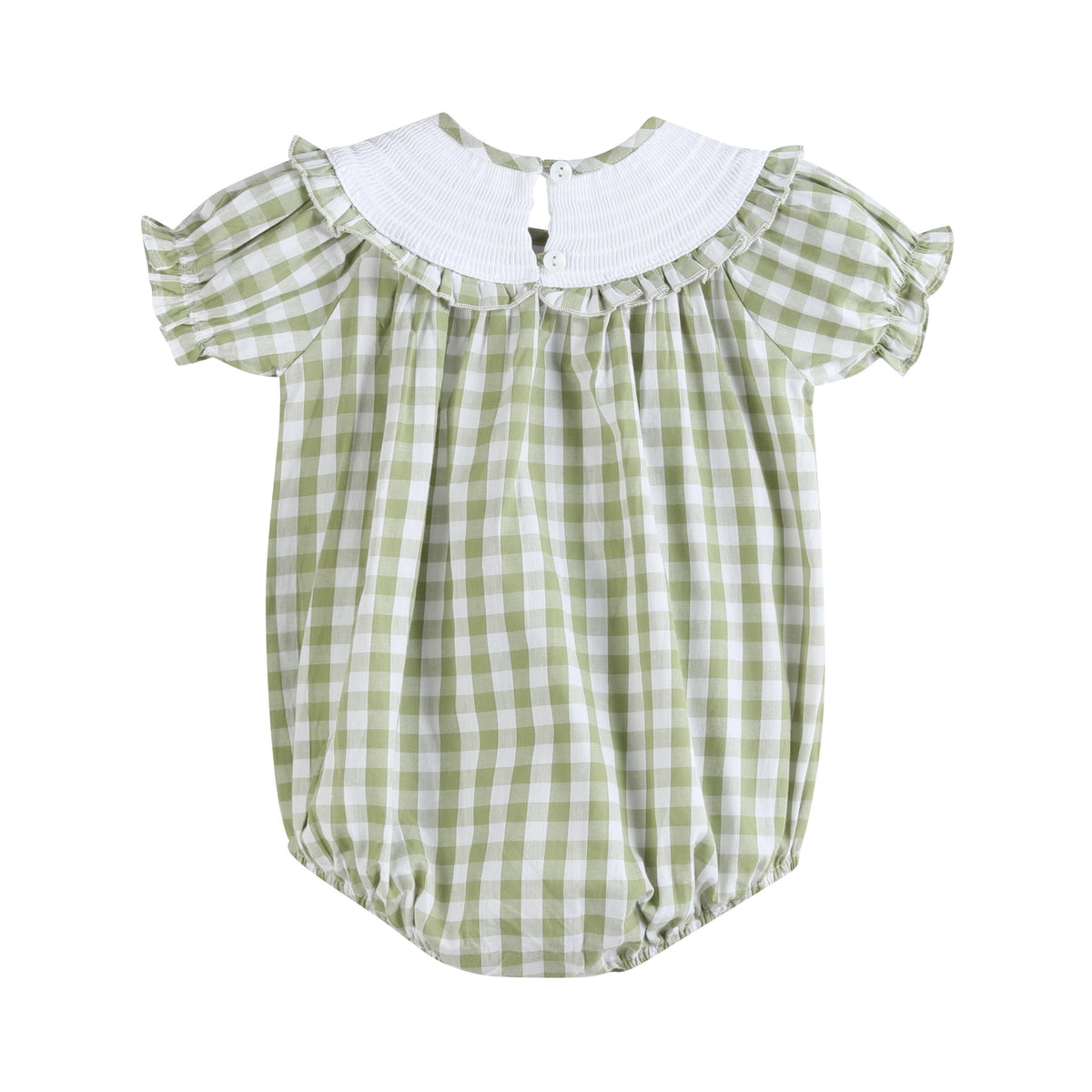 Sage Green Gingham Pumpkin Smocked Romper - Doodlebug's Children's Boutique