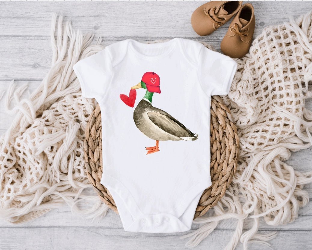 Valentine's Day Mallard Long Sleeve Onesie - Doodlebug's Children's Boutique