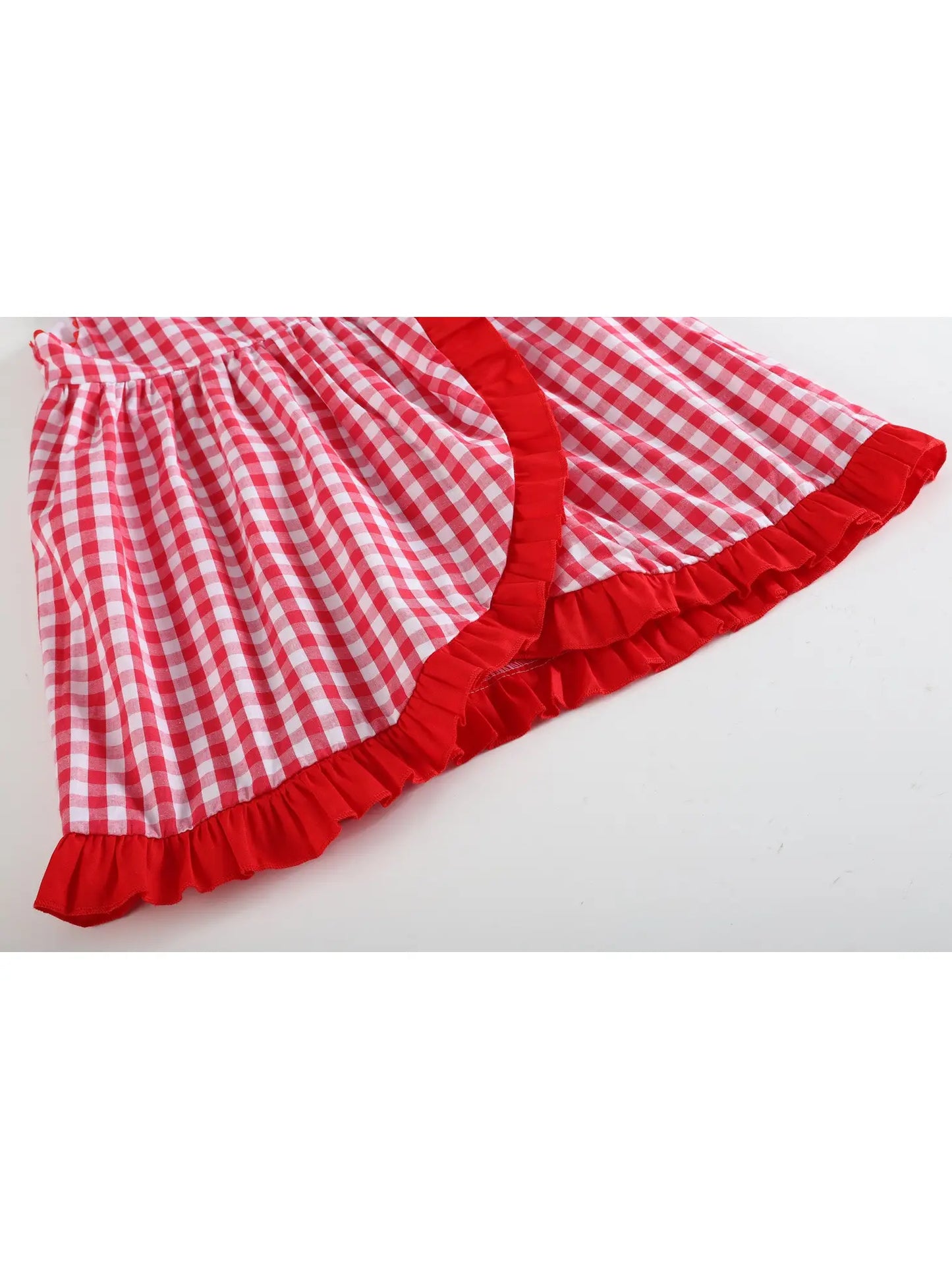 Red Gingham Apple Wrapped Skirt Dress - Doodlebug's Children's Boutique