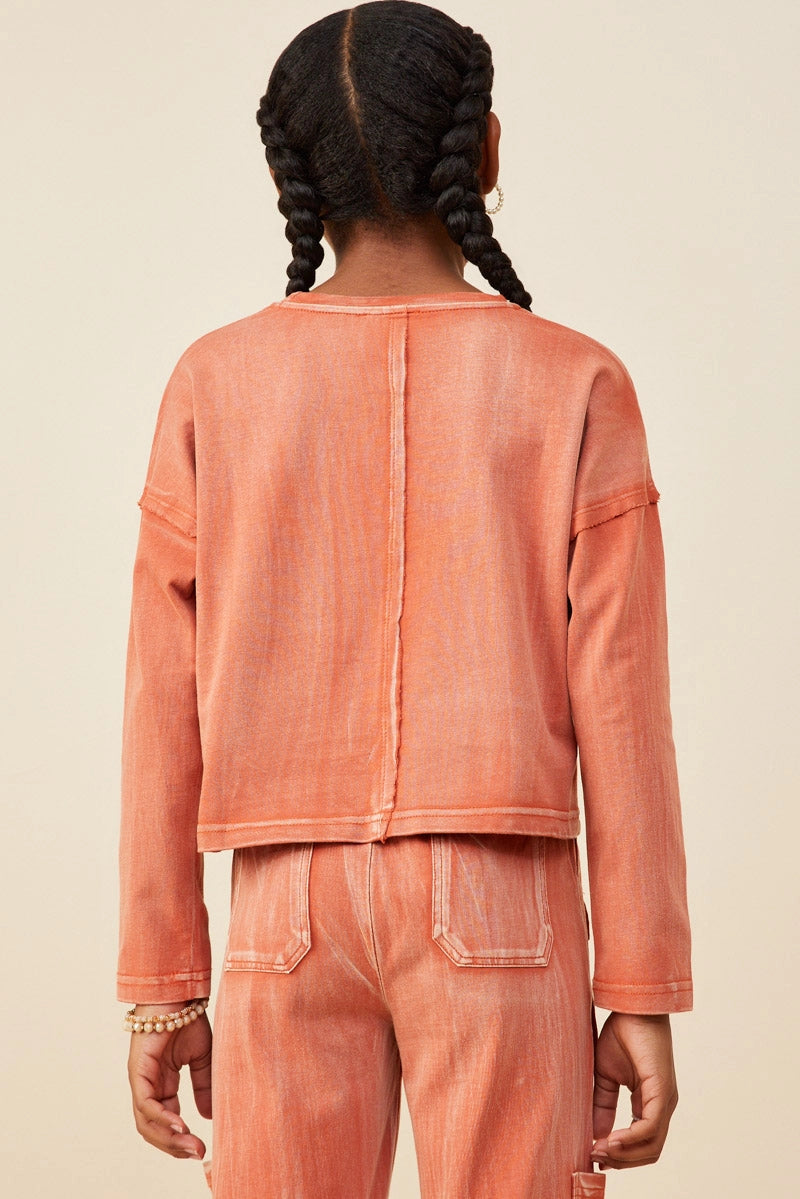Rust Washed Pocket Long Sleeve Top