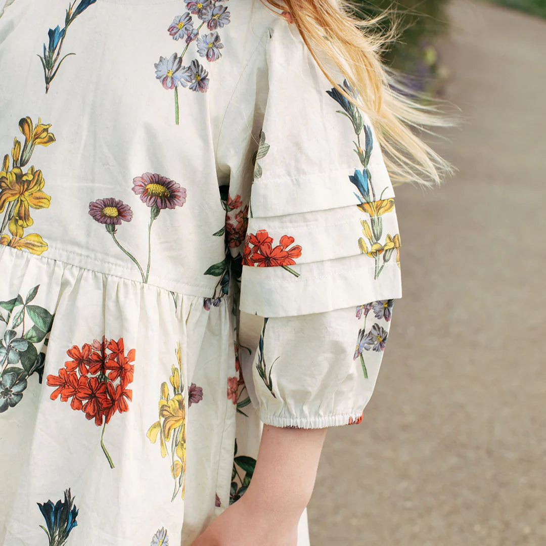 Brooke Dress in Notebook Botanicals - Doodlebug's Children's Boutique