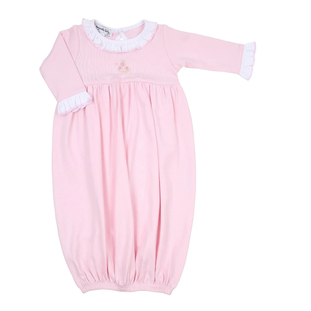 Hope's Rose Embroidered Ruffle Gathered Gown - Doodlebug's Children's Boutique