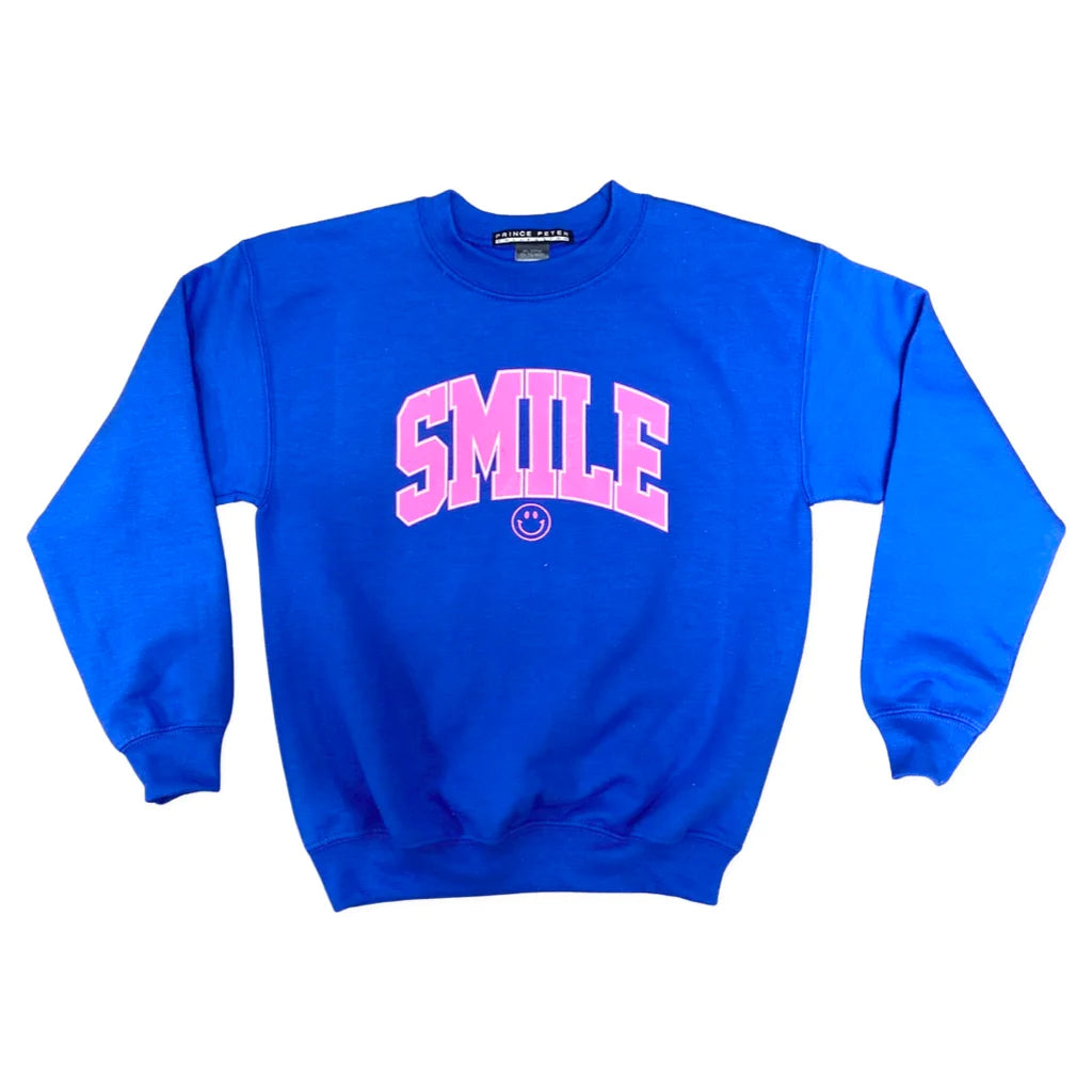 Smile Varsity Pullover Sweatshirt - Doodlebug's Children's Boutique