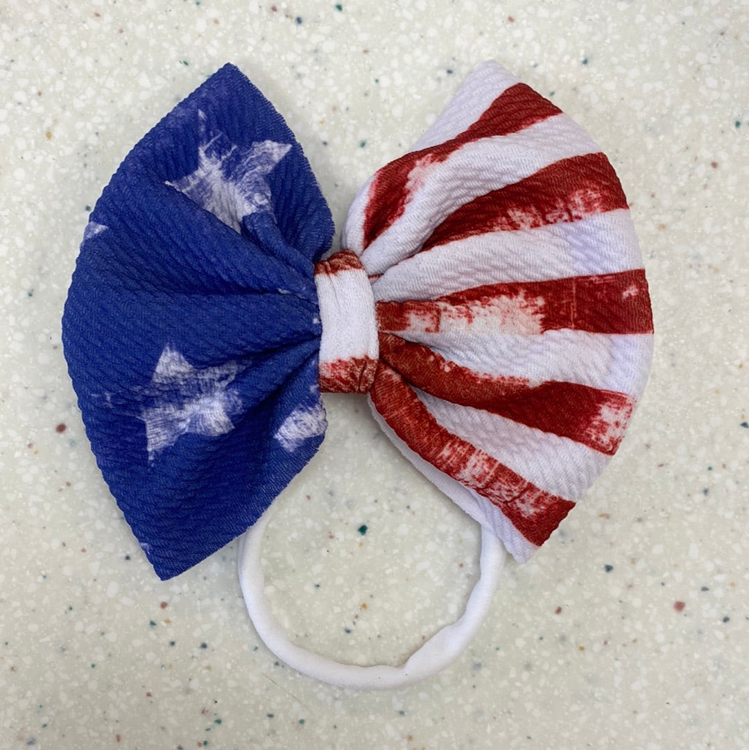 Large American Flag Bow on Nylon - Doodlebug's Children's Boutique