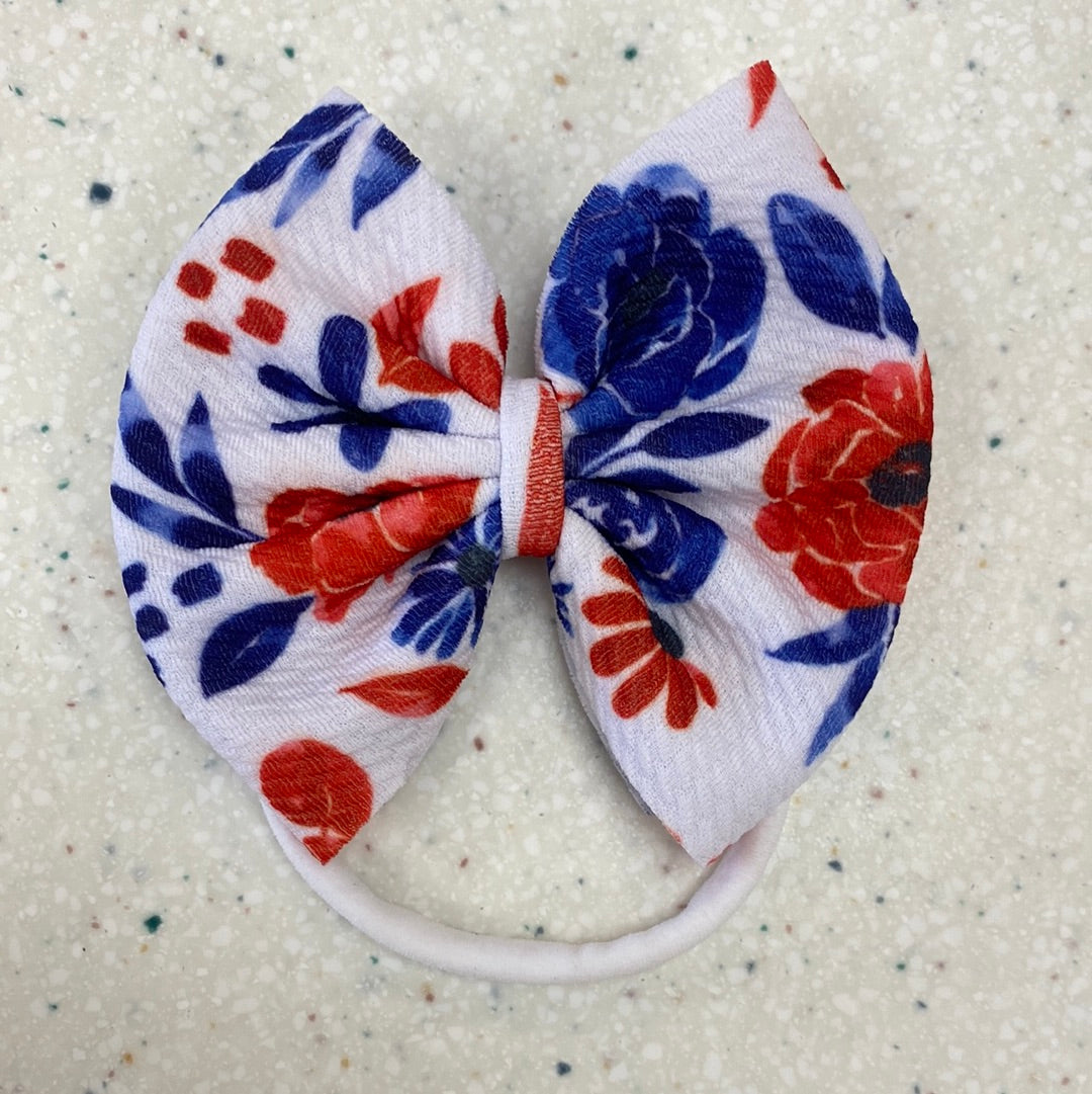 Medium American Floral Bow on Nylon - Doodlebug's Children's Boutique
