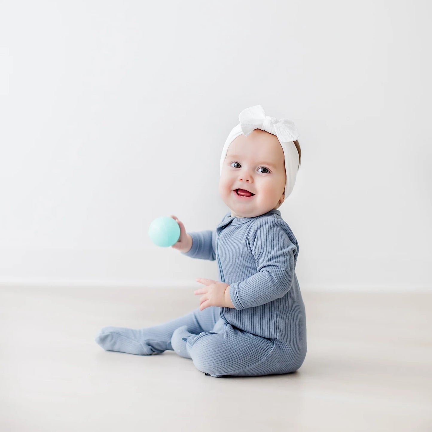 Ribbed Zippered Footie in Slate - Doodlebug's Children's Boutique