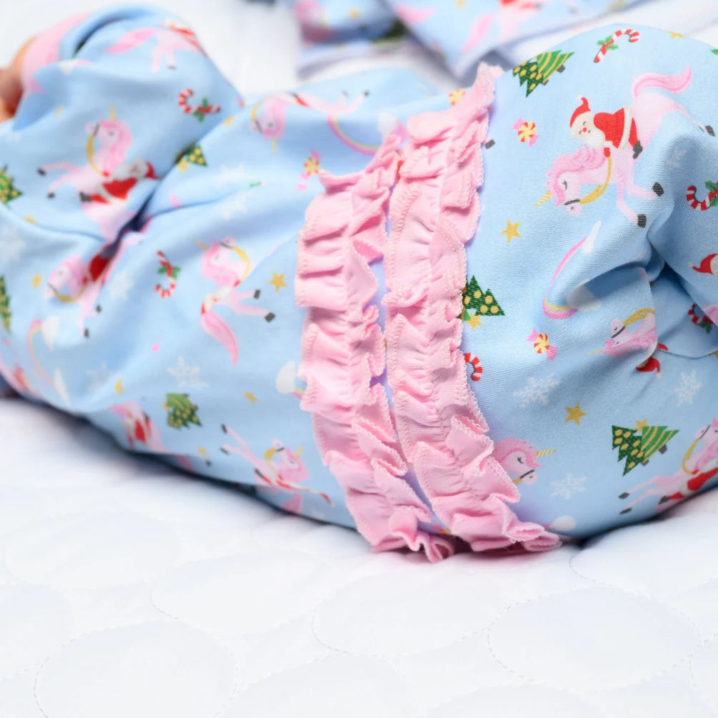 Merry Unicorn Printed Zip Footie - Doodlebug's Children's Boutique