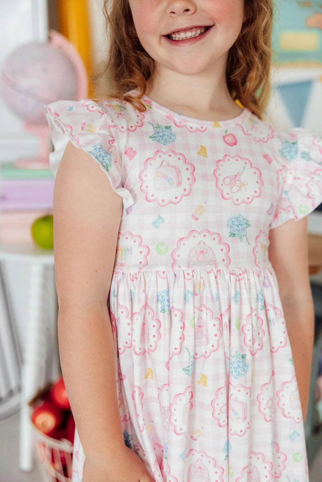 Apple of my Eye Flutter Sleeve Twirl Dress - Doodlebug's Children's Boutique