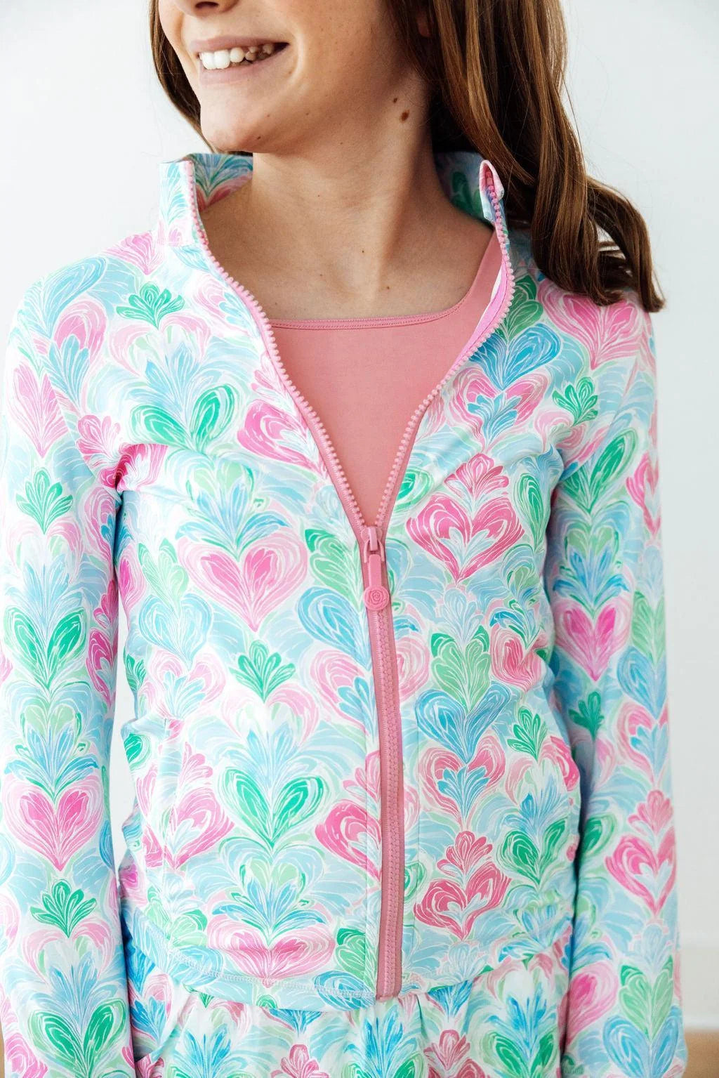 Happy Hearts Full-Zip Ruffle Active Jacket - Doodlebug's Children's Boutique