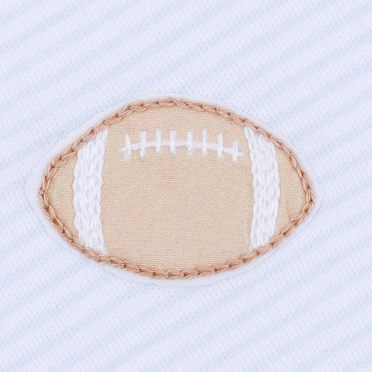 Touchdown Cutie Embroidered Zip Footie in Blue Stripe - Doodlebug's Children's Boutique