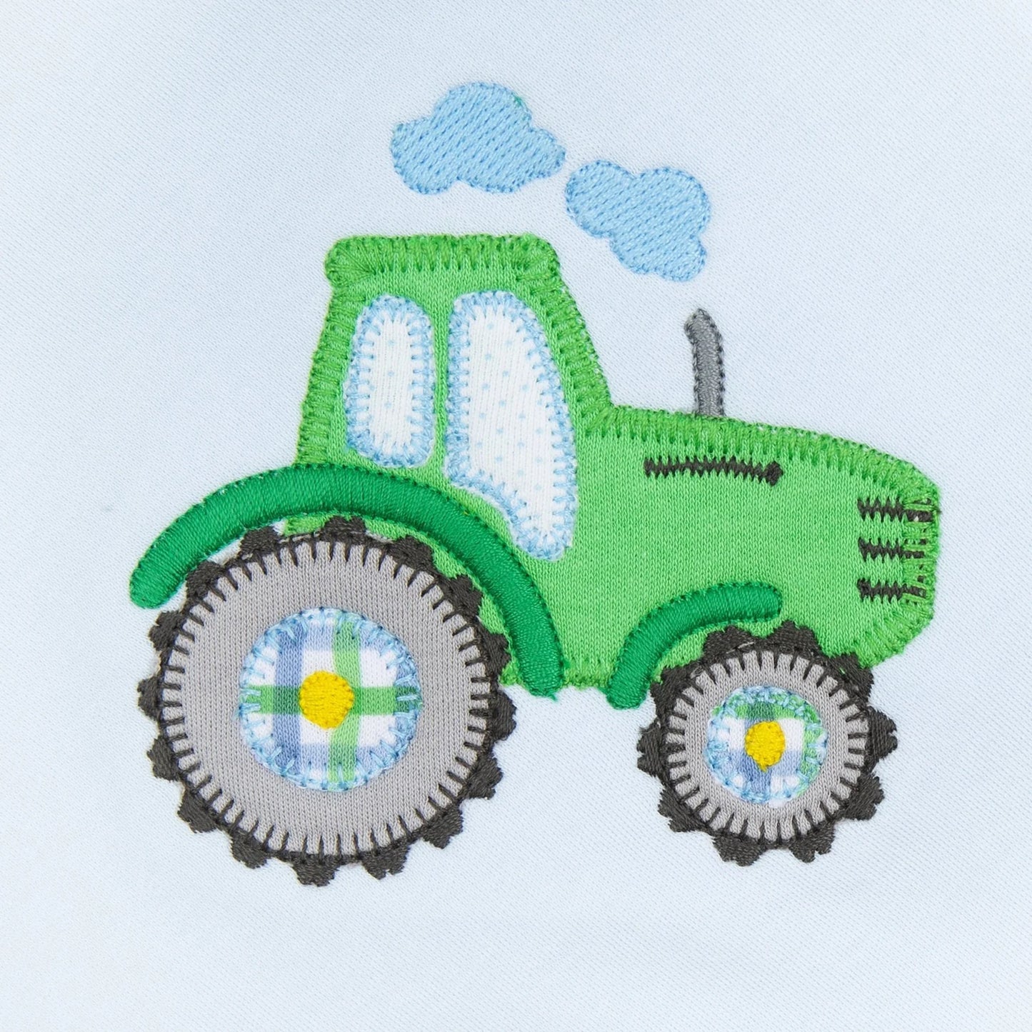 Tractor Tales Applique Zip Footie - Doodlebug's Children's Boutique