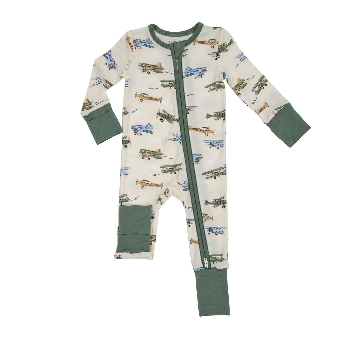 2 Way Zipper Romper in Vintage Airplane - Doodlebug's Children's Boutique