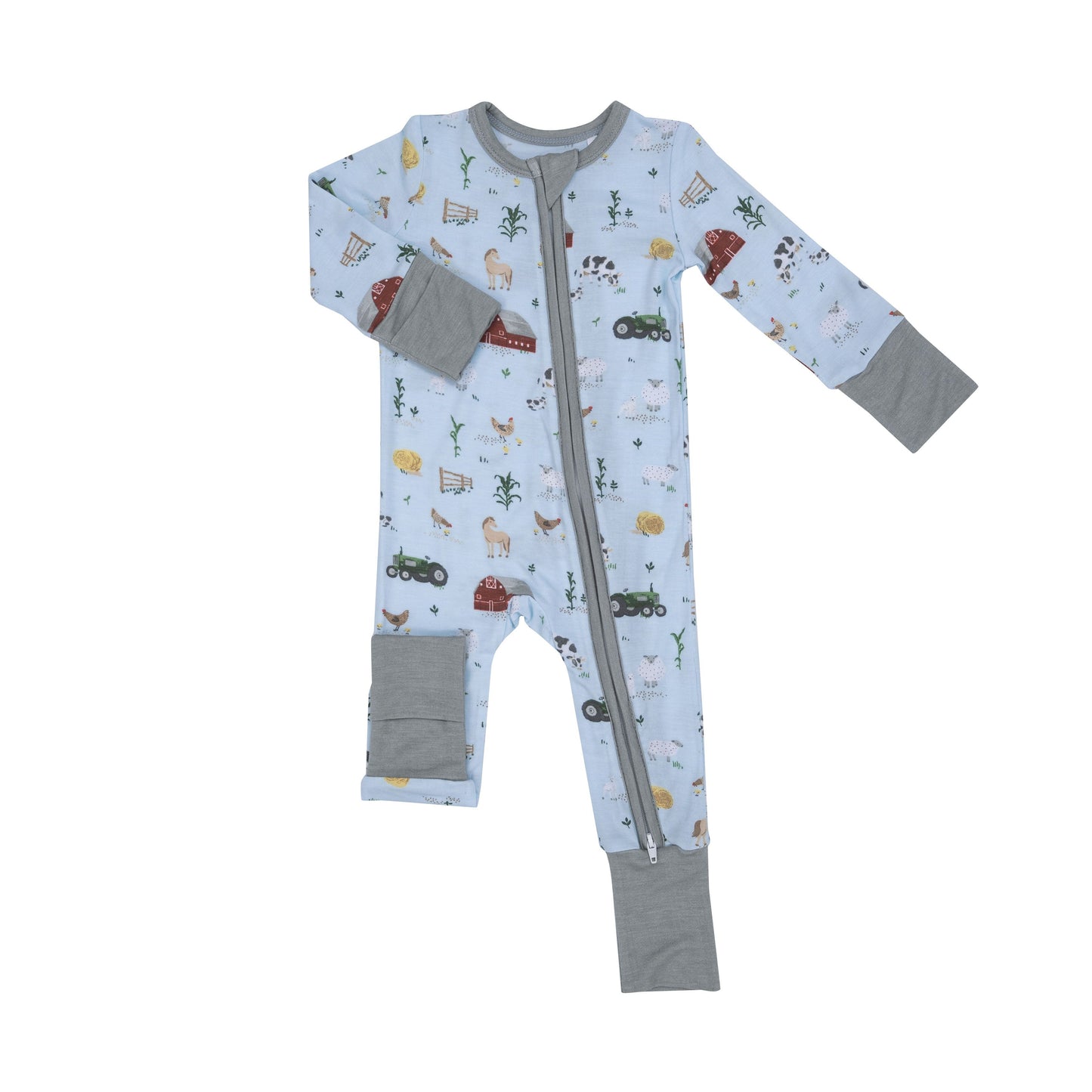 2 Way Zipper Romper in Big Red Barn - Doodlebug's Children's Boutique