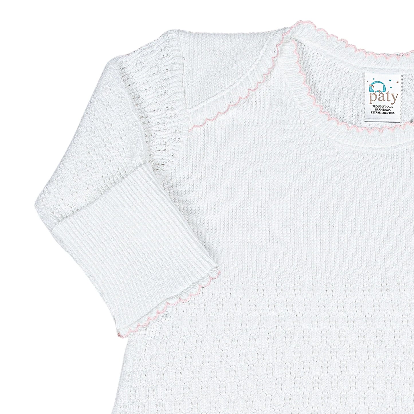 White with Pink Trim Overlap Shoulder Gown - Doodlebug's Children's Boutique