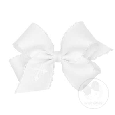 White Cross Moonstitch King Bow - Doodlebug's Children's Boutique