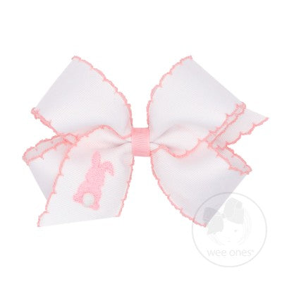 White Bunny Moonstitch King Bow - Doodlebug's Children's Boutique
