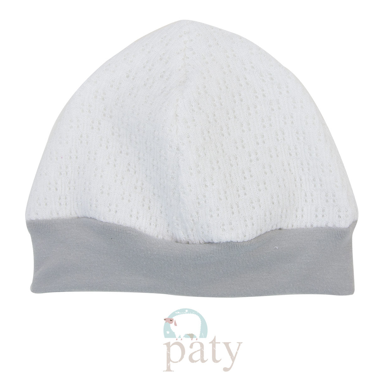 White Beanie Cap with Grey Cotton Trim - Doodlebug's Children's Boutique