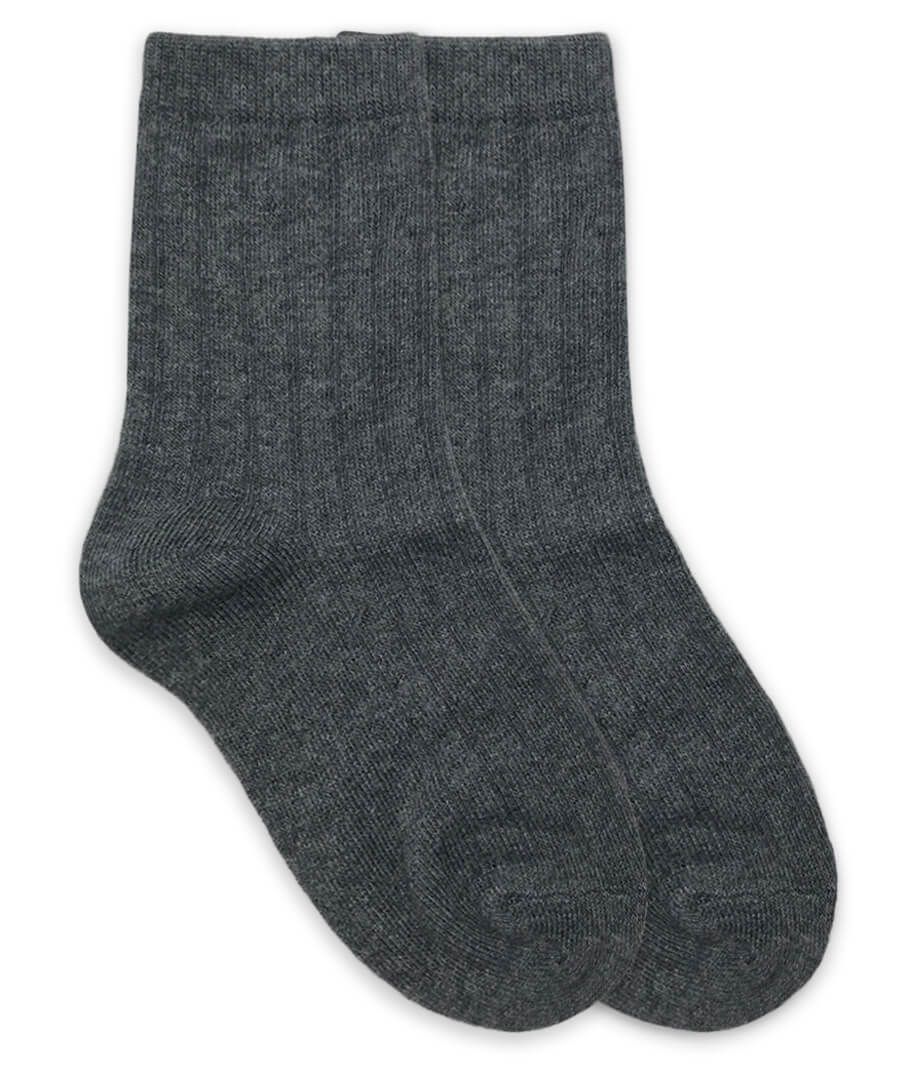 Cotton Rib Crew Socks in Charcoal - Doodlebug's Children's Boutique