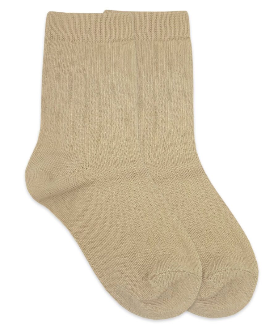 Cotton Rib Crew Socks in Khaki - Doodlebug's Children's Boutique